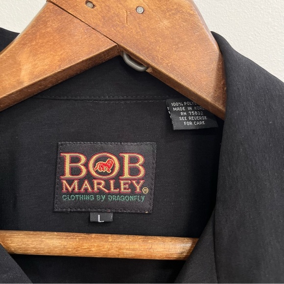 Vintage Bob Marley Dragonfly Hard Rock Cafe Myrtle Beach Button Up Shirt Mens L - Picture 9 of 9